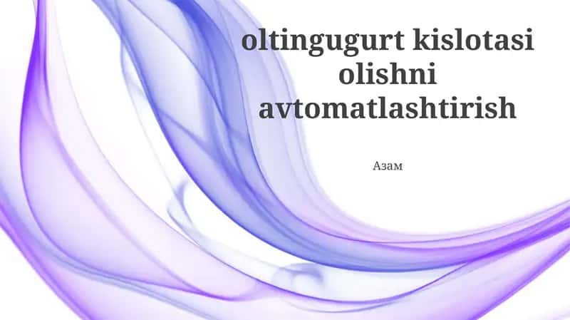 Oltingugurt kislotasi ishlab chiqarish avtomatlashtirish texnologiyalari