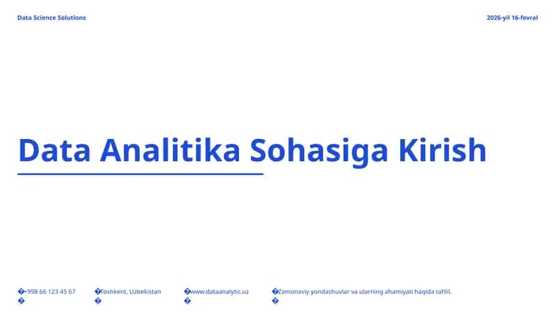Data Analitika Sohasiga Kirish