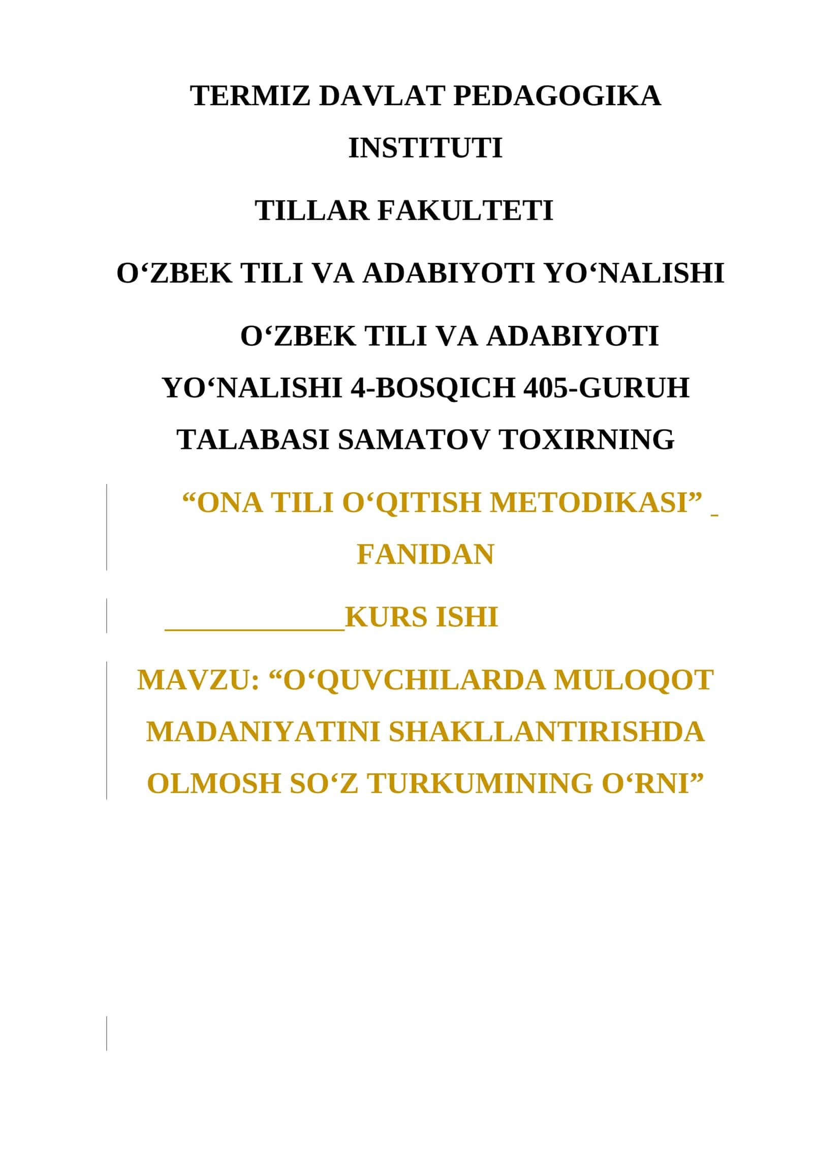 O‘quvchilarda muloqot madaniyatini shakllantirishda olmosh so‘z turkumining o‘rni