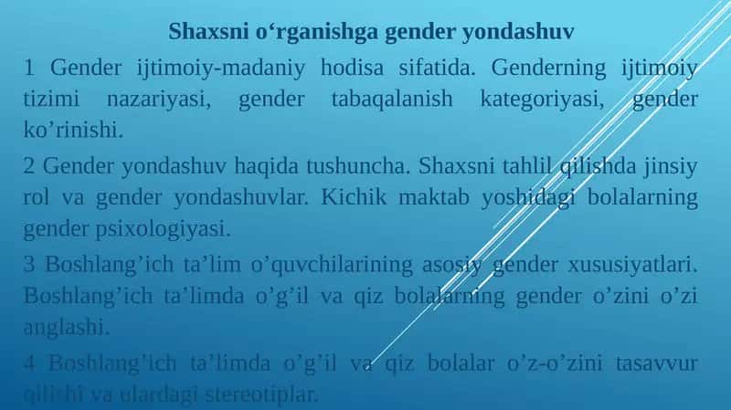 Gender yondashuvning ma'noli