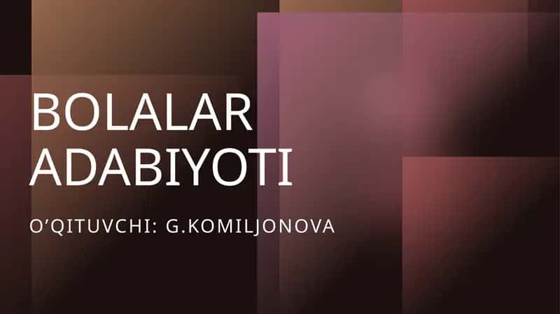Bolalar Adabiyoti