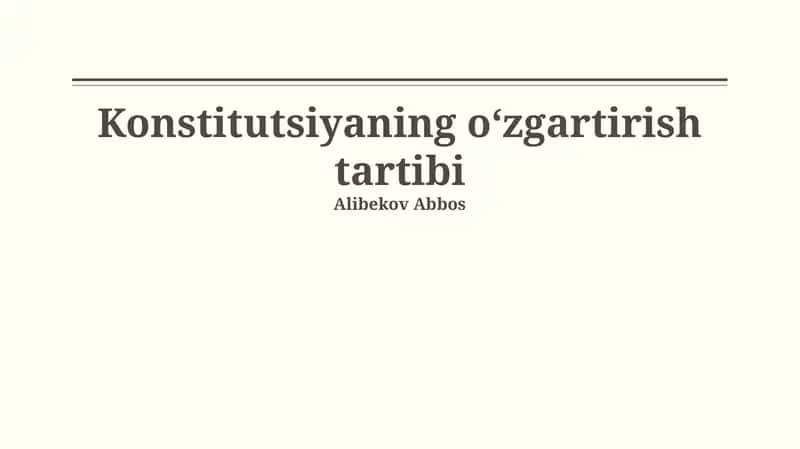 Konstitutsiyaning oʻzgartirish tartibi