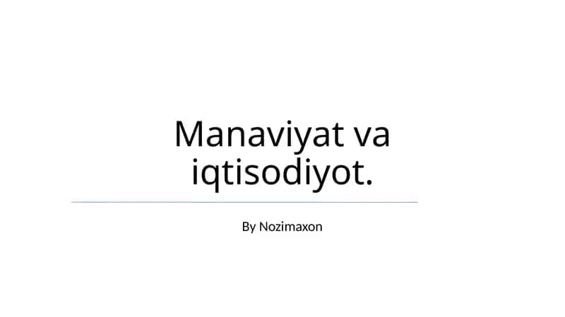 Manaviyat va iqtisodiyot