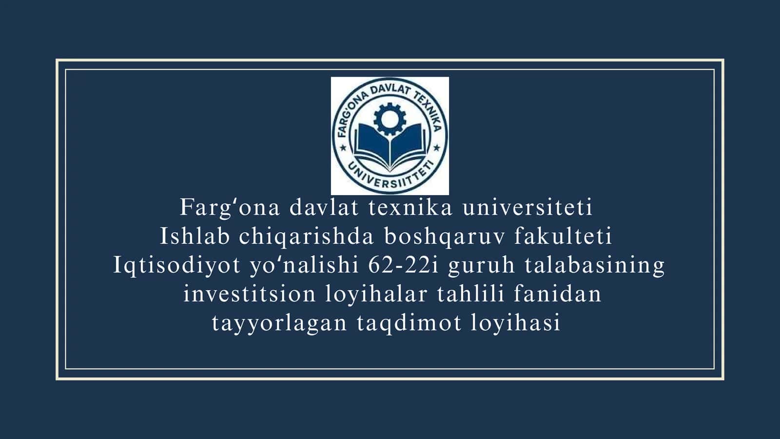 O'ZBEKISTONDA YIRIK INVESTITSIYA LOYIHALARINI SINDIKATLASHTIRILGAN KREDITLASHNI RIVOJLANTIRISH.