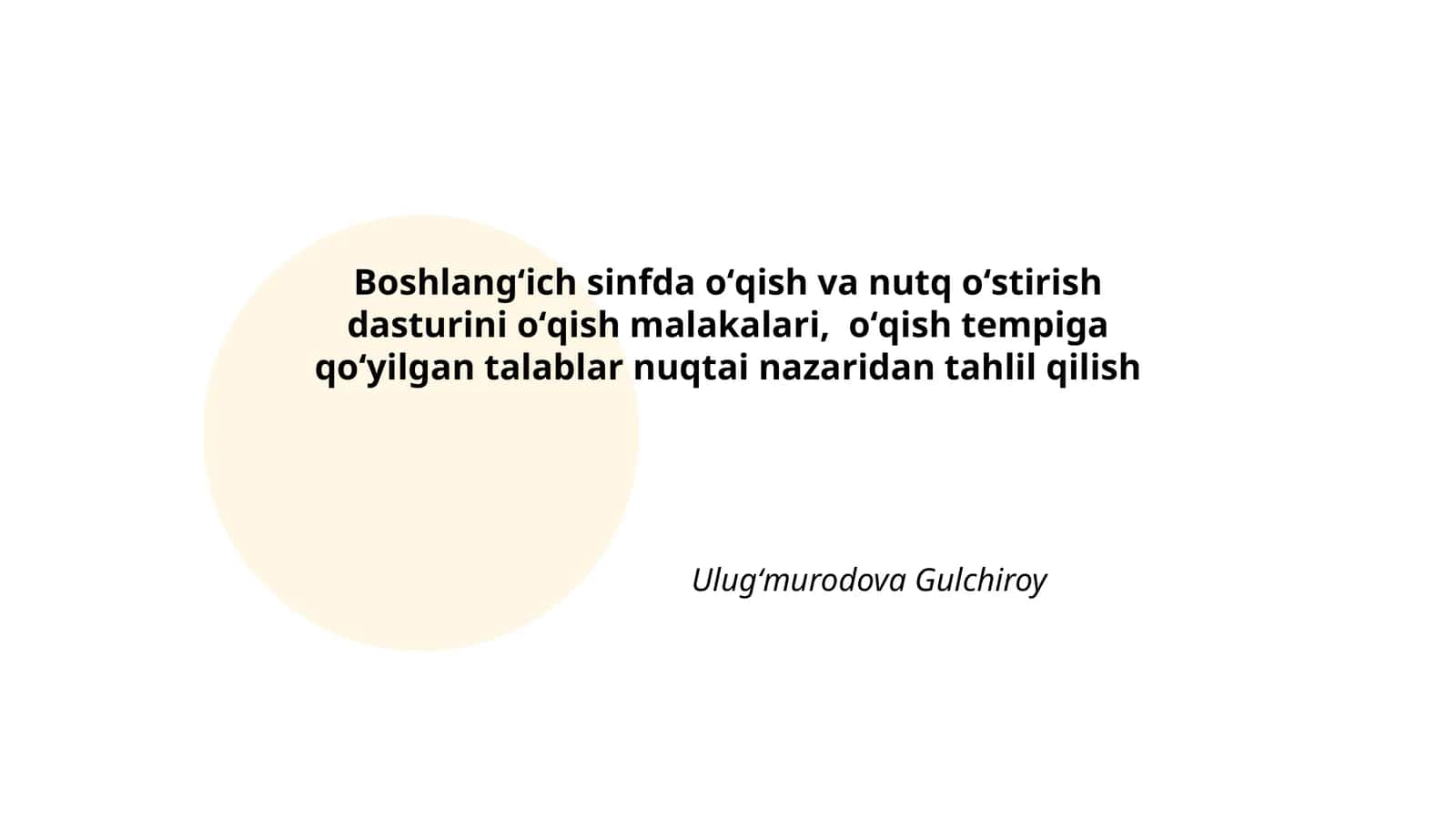 Boshlangʻich sinfda oʻqish va nutq oʻstirish dasturi