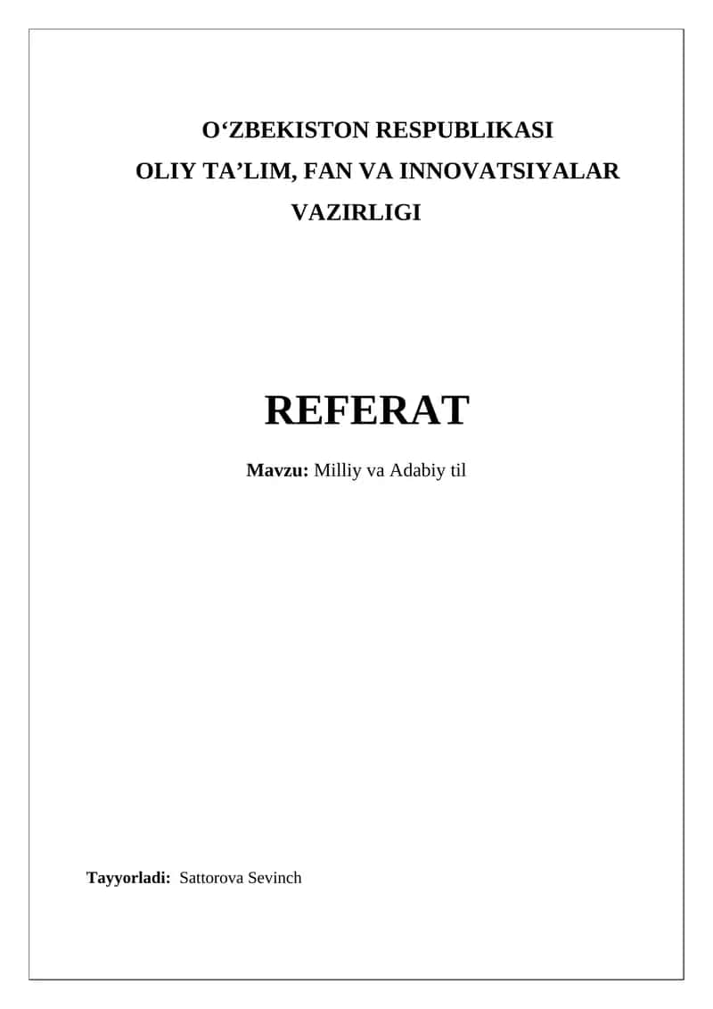 Milliy va Adabiy til