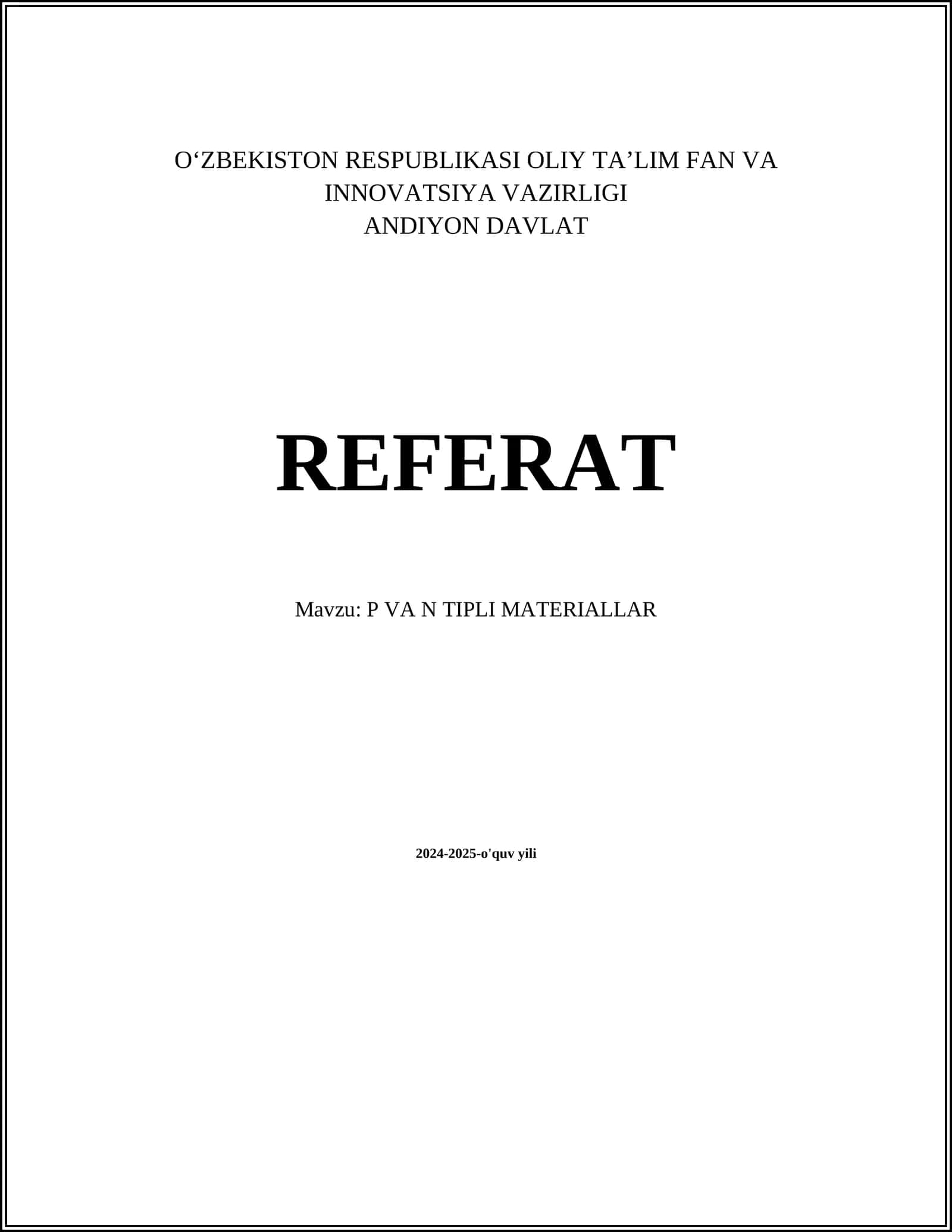 P VA N TIPLI MATERIALLAR