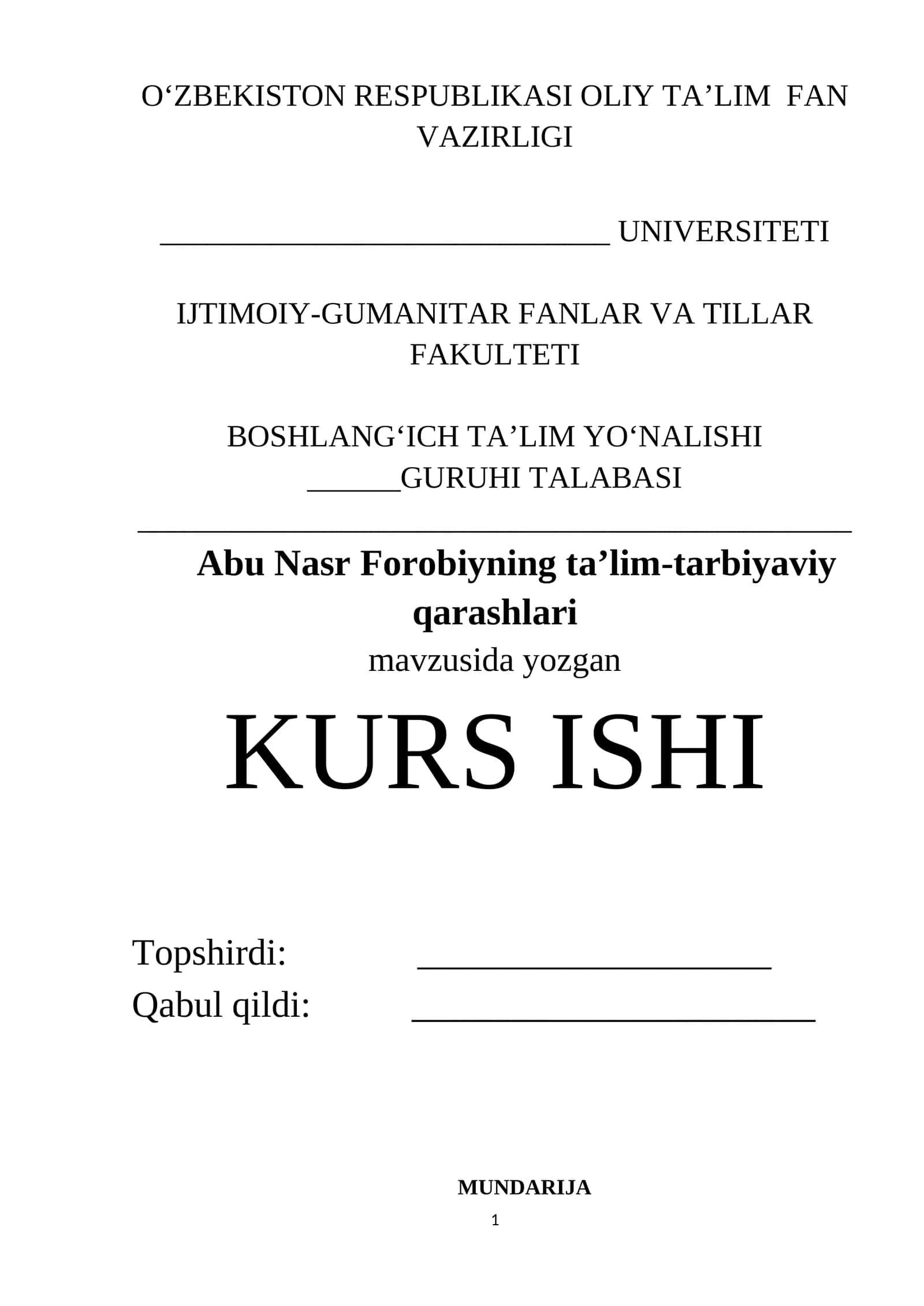 "Abu Nasr Forobiyning ta’lim-tarbiyaviy qarashlari"