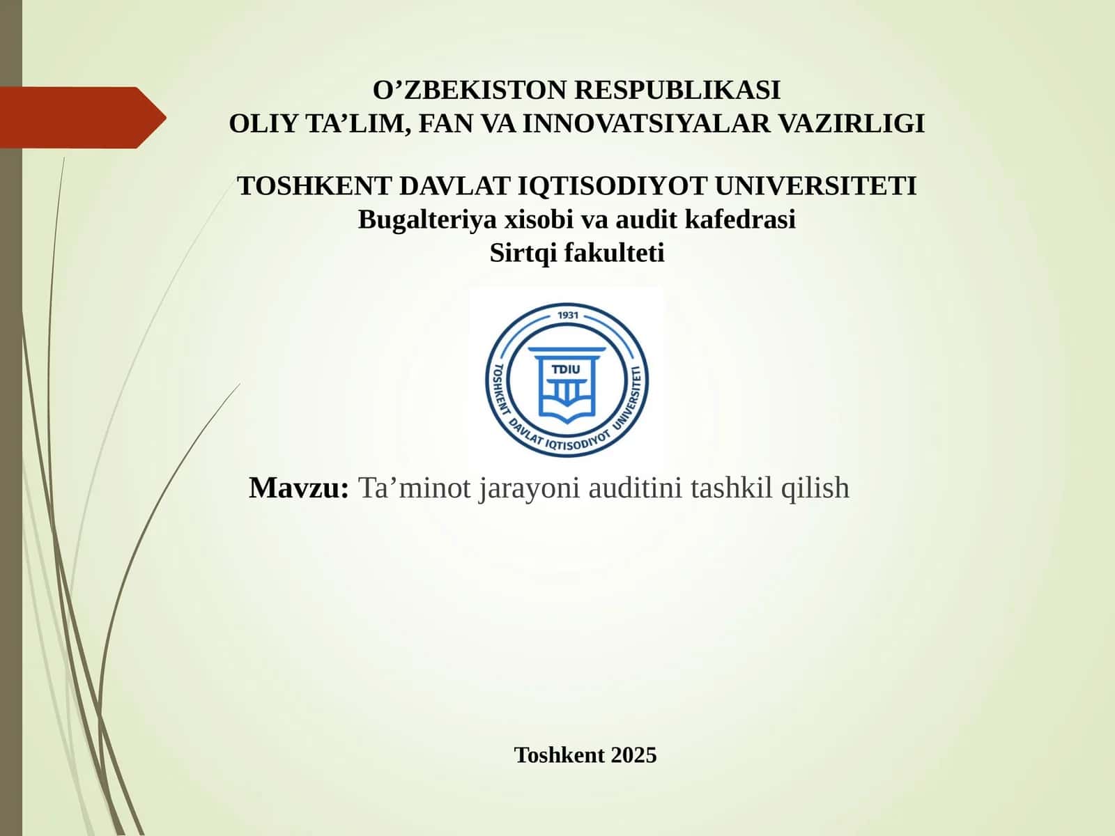 Ta’minot jarayoni auditini tashkil qilish