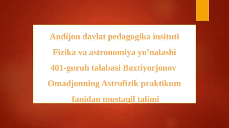 Astrofizik praktikum fani davriy harorat datchiklari