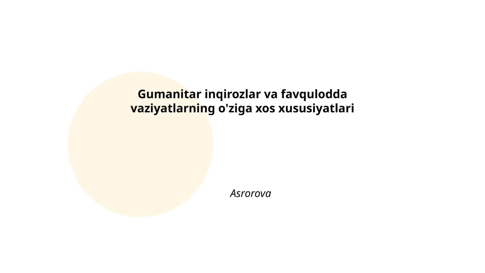 Gumanitar inqirozlar va favqulodda vaziyatlarning o'ziga xos xususiyatlari