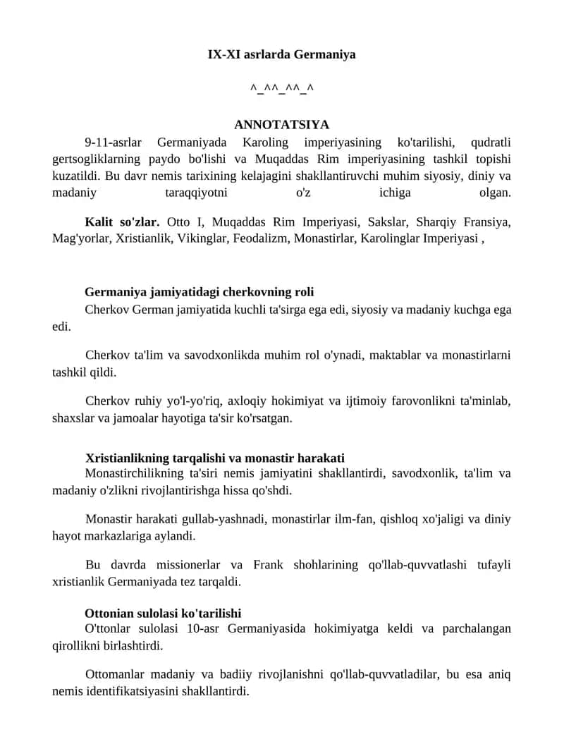 IX-XI asrlarda Germaniya