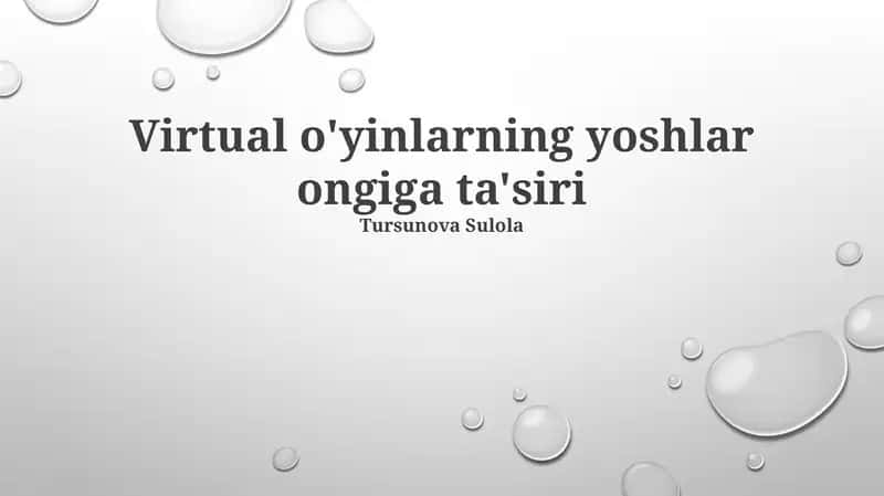 Virtual o'yinlarning yoshlar ongiga ta'siri
