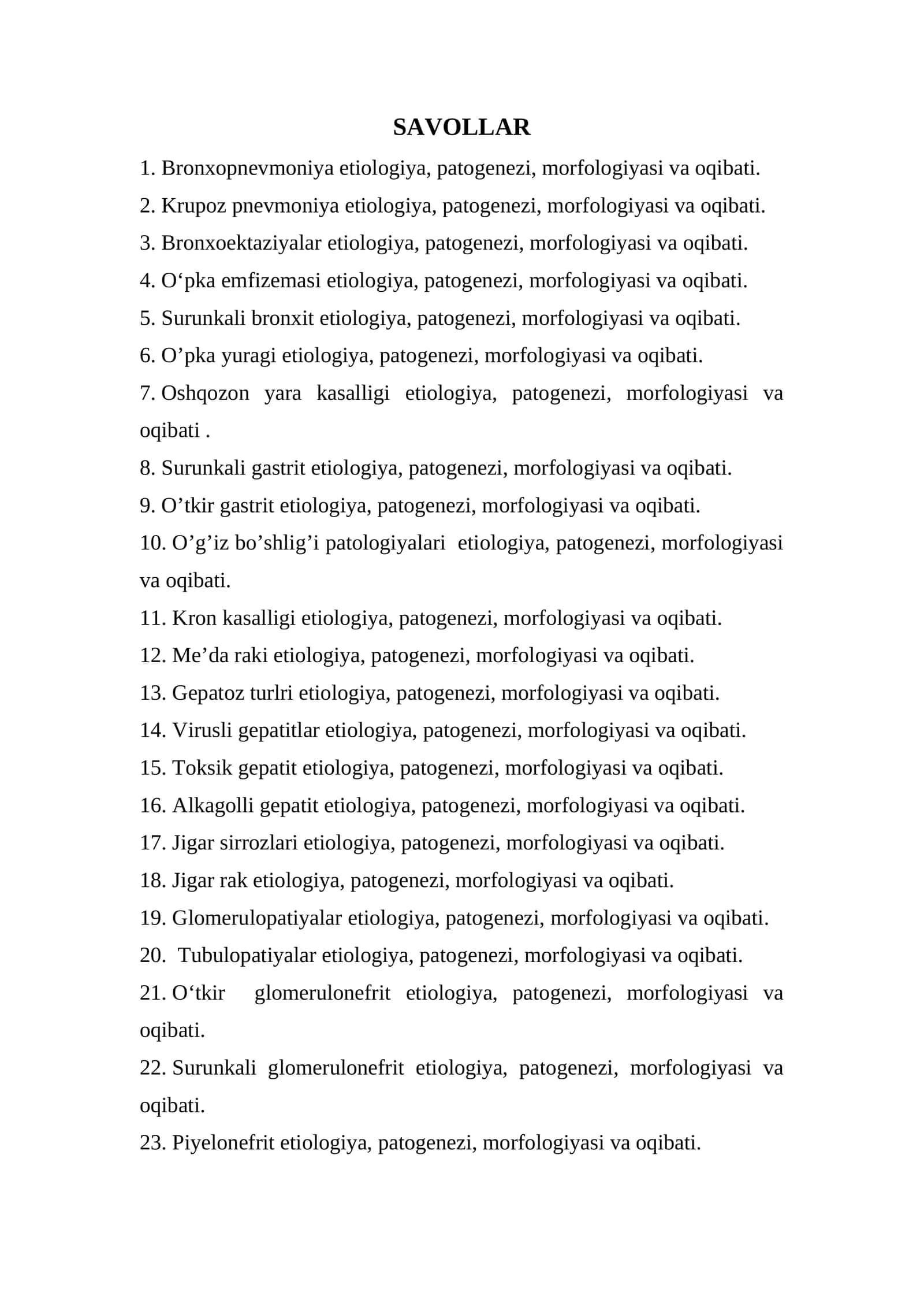O'tkir gastrit etiologiya, patogenezi, morfologiyasi va oqibati