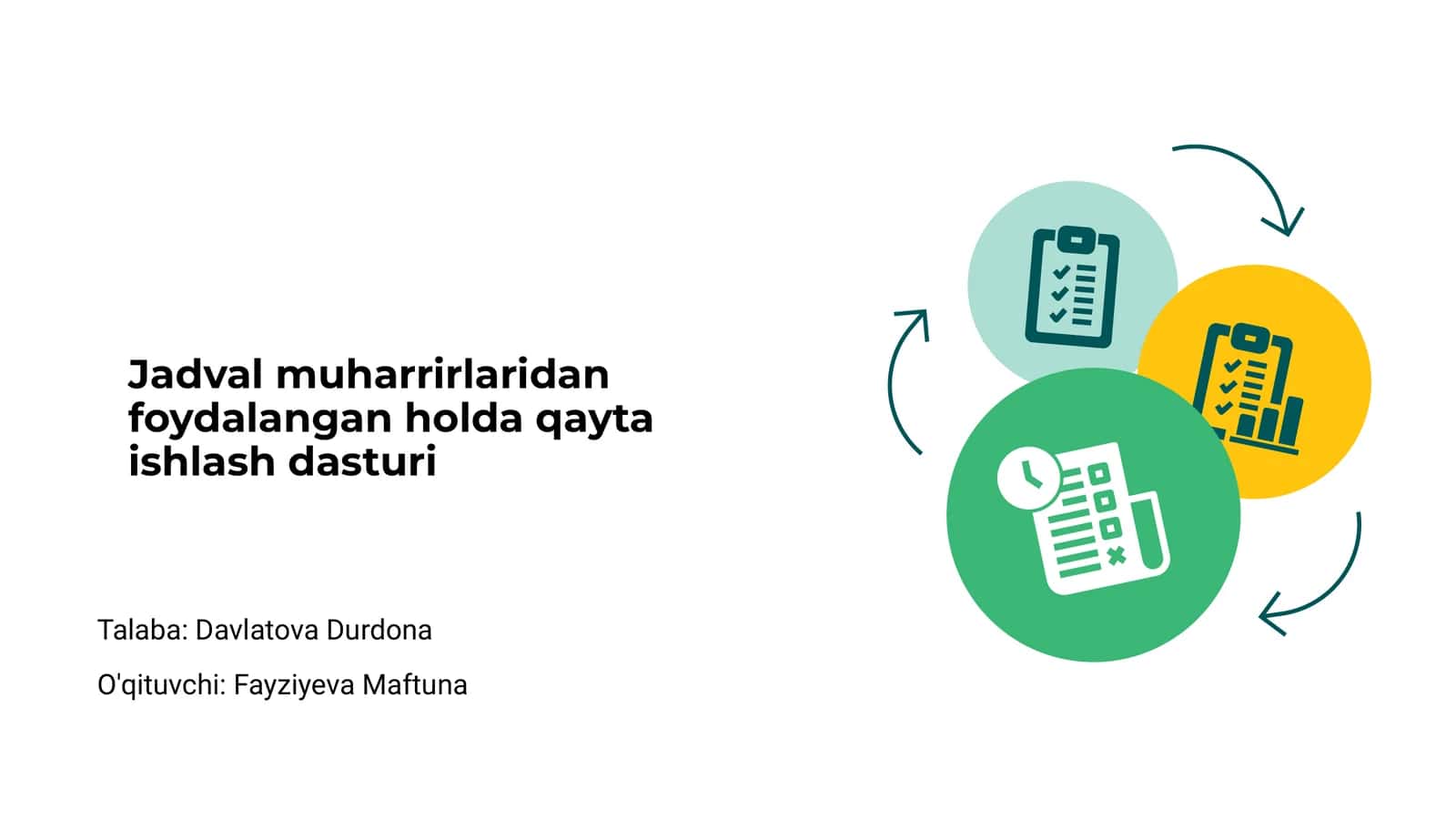 Jadval muharrirlaridan foydalangan holda qayta ishlash dasturi