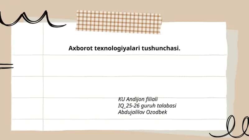 Axborot texnologiyalari tushunchasi