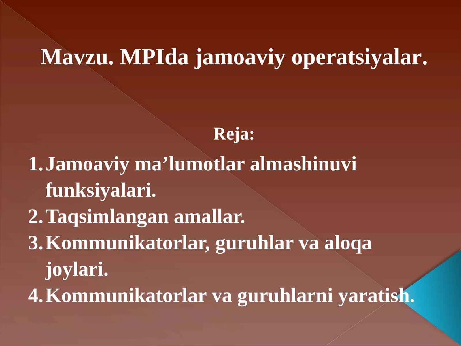 MPIda jamoaviy operatsiyalar
