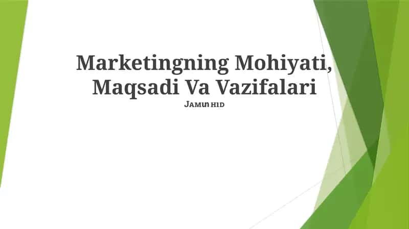 Marketingning Mohiyati, Maqsadi Va Vazifalari
