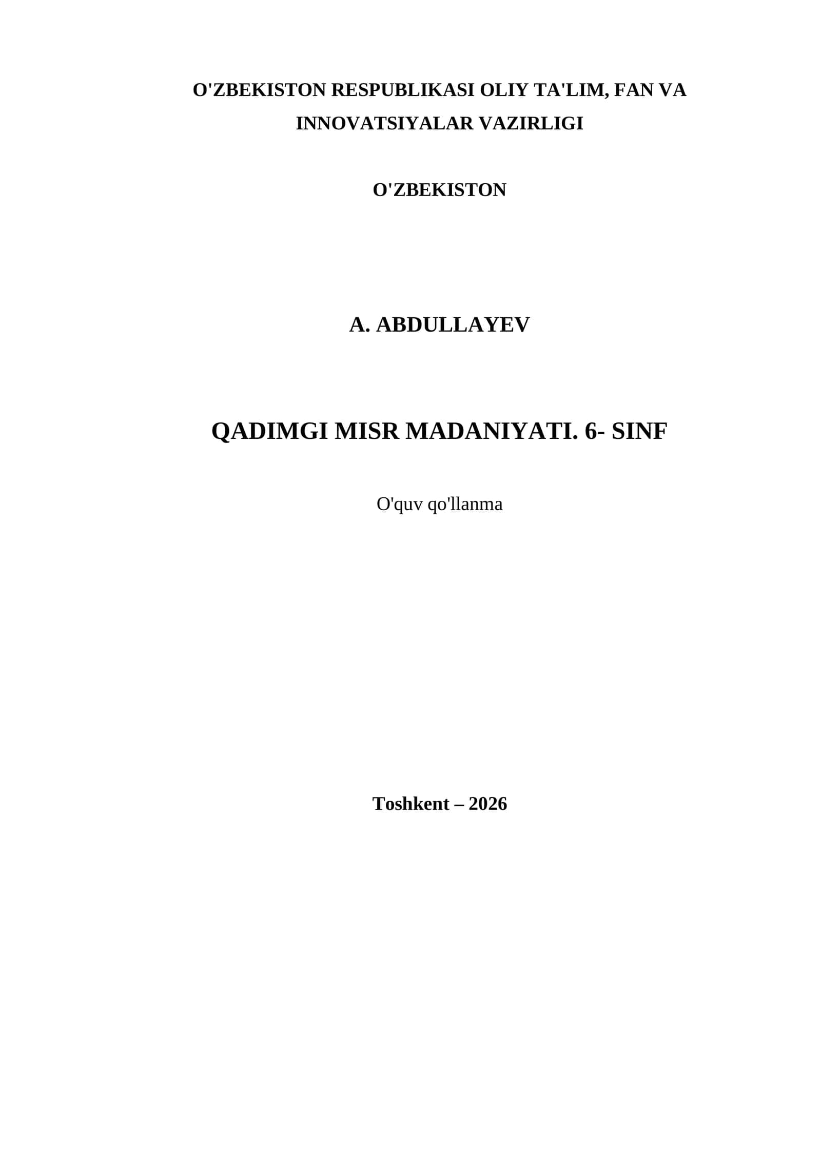 QADIMGI MISR MADANIYATI. 6- SINF