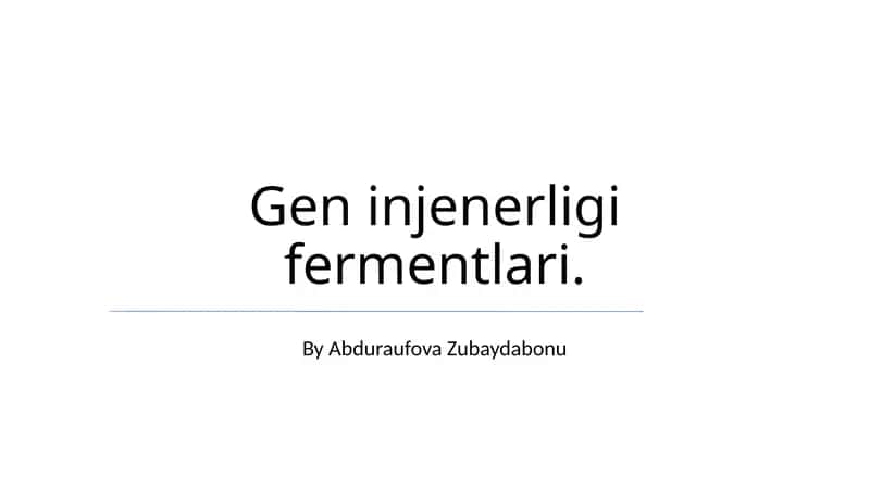 Genetik Muhandislik Fermentlari