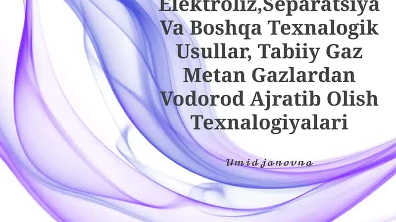 Piroliz, Elektroliz, Separatsiya Va Boshqa Texnalogik Usullar