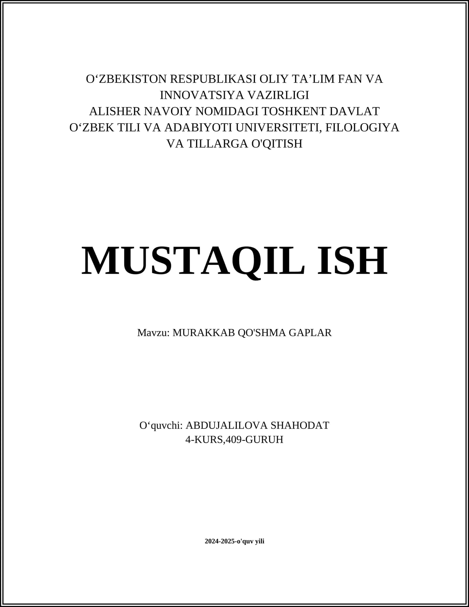 MURAKKAB QO'SHMA GAPLAR