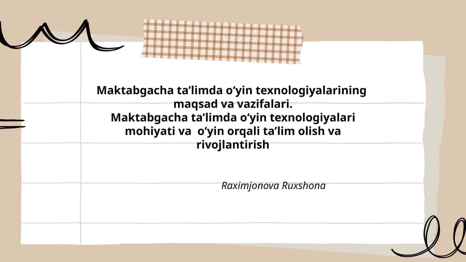 Oʻyin Texnologiyalari Maktabgacha Ta'limda
