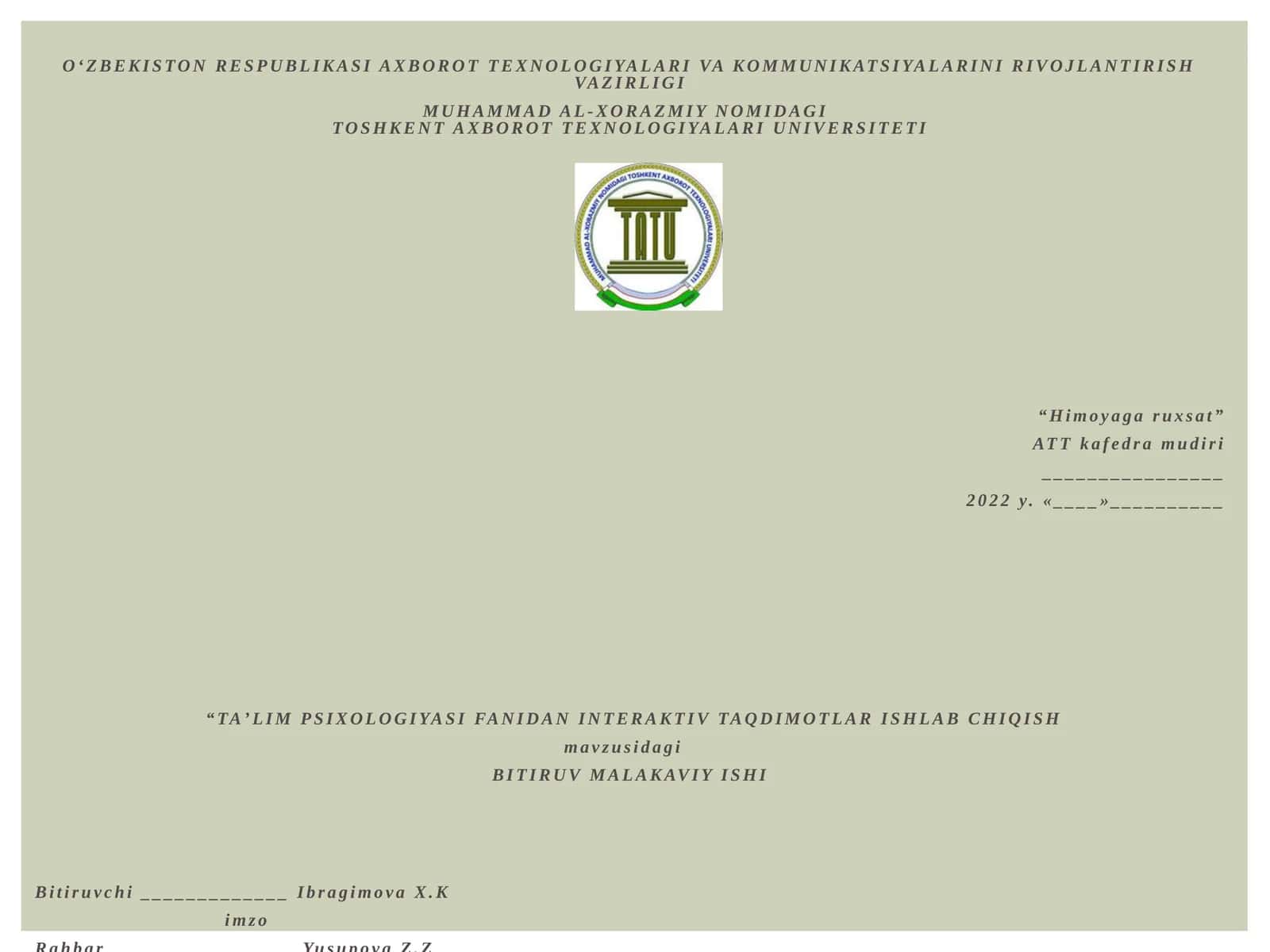 TAʼLIMPSIXOLOGIYASI FANIDAN INTERAKTIV TAQDIMOTLAR ISHLAB CHIQISH