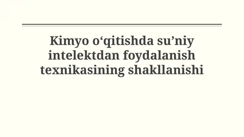 Sun'iy intellektning kimyo ta'limi