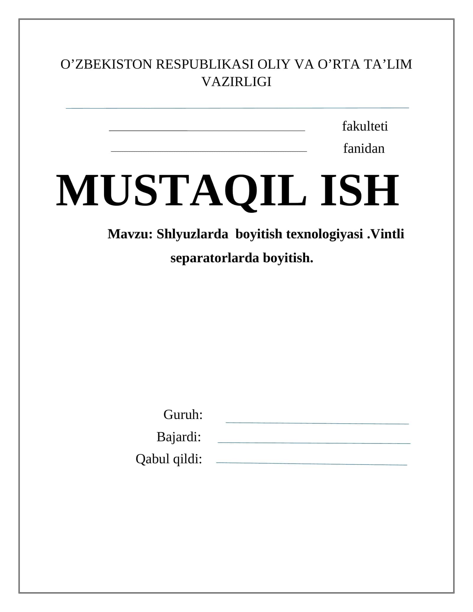 Shlyuzlarda boyitish texnologiyasi.Vintli separatorlarda boyitish