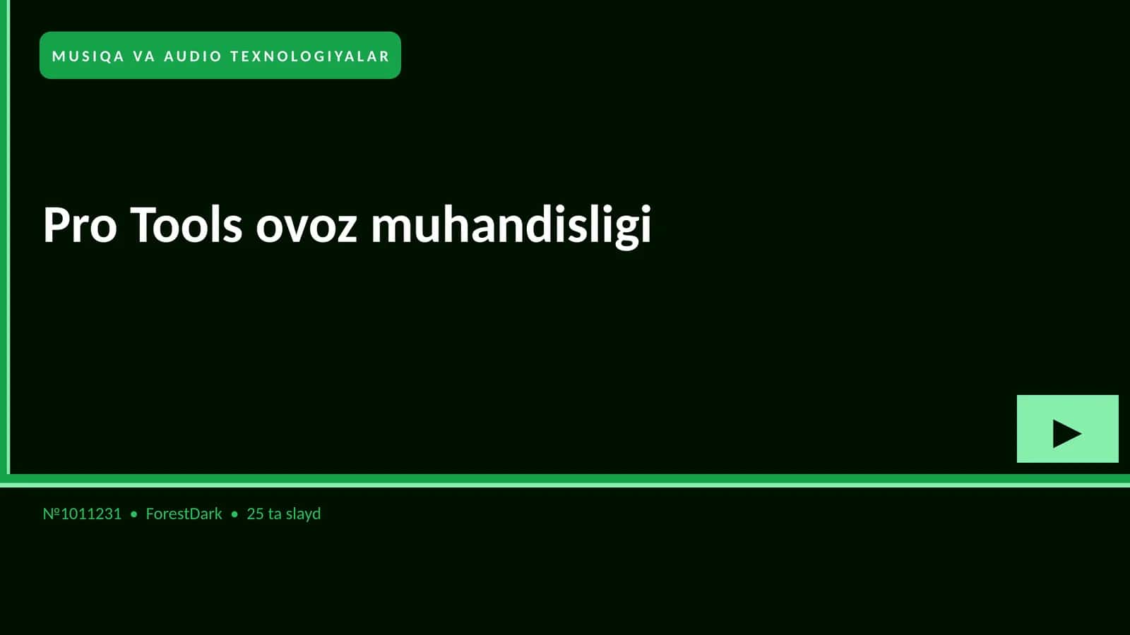 Pro Tools ovoz muhandisligi