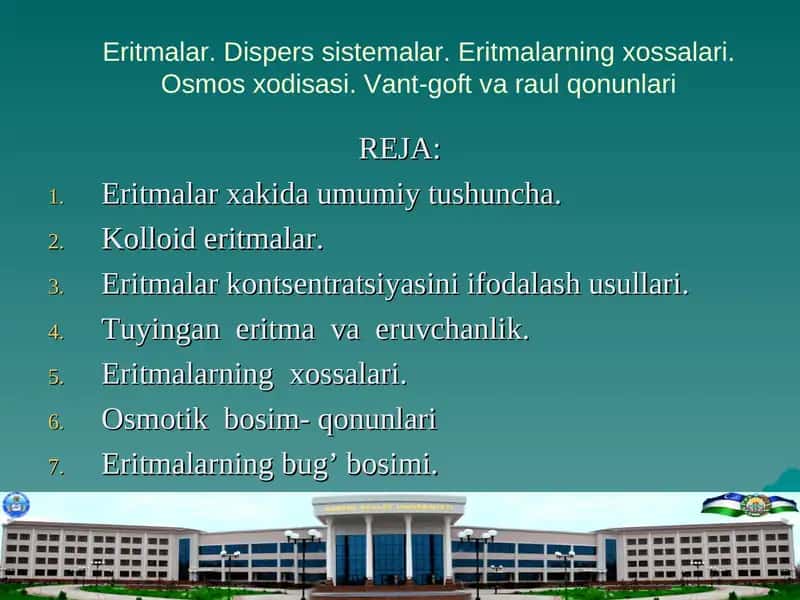Eritmalar xakida umumiy tushuncha