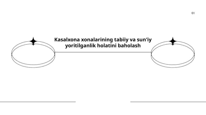 Kasalxona xonalarining tabiiy va sun'iy yoritilganlik holatini baholash