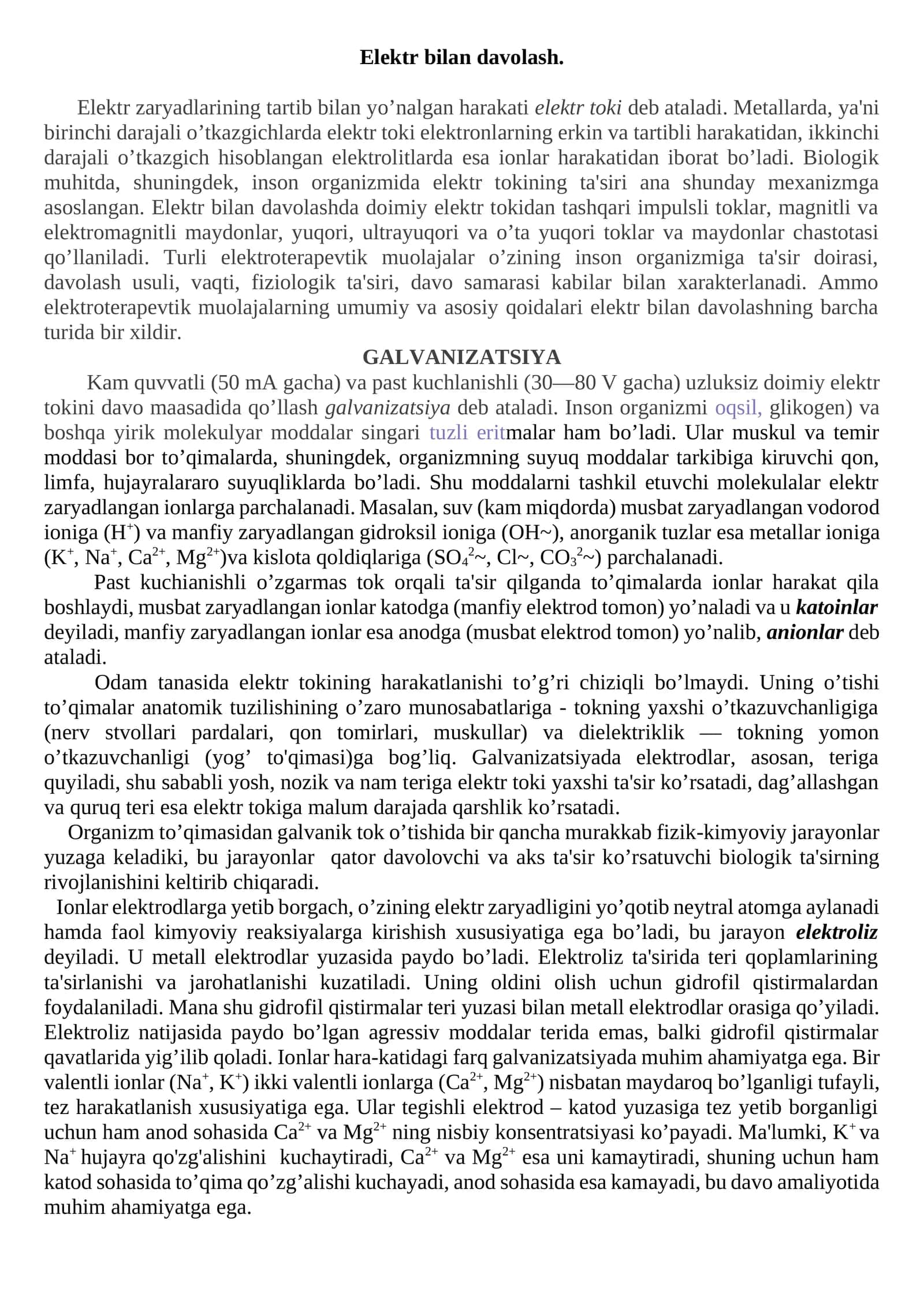 Elektr bilan davolash