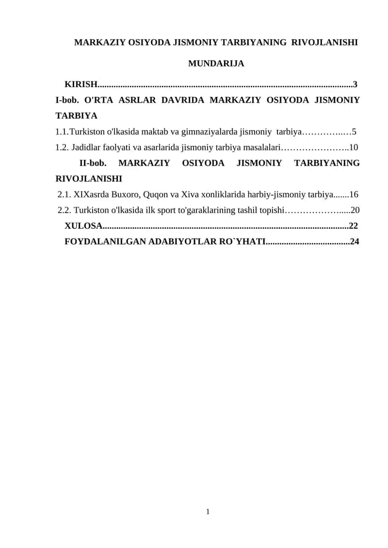 MARKAZIY OSIYODA JISMONIY TARBIYANING RIVOJLANISHI