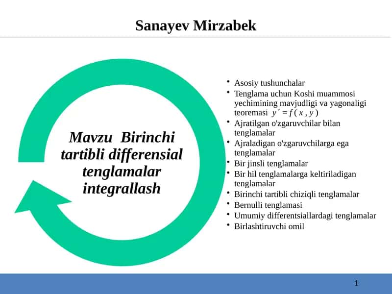 Birinchi tartibli differensial tenglamalarni integrallash