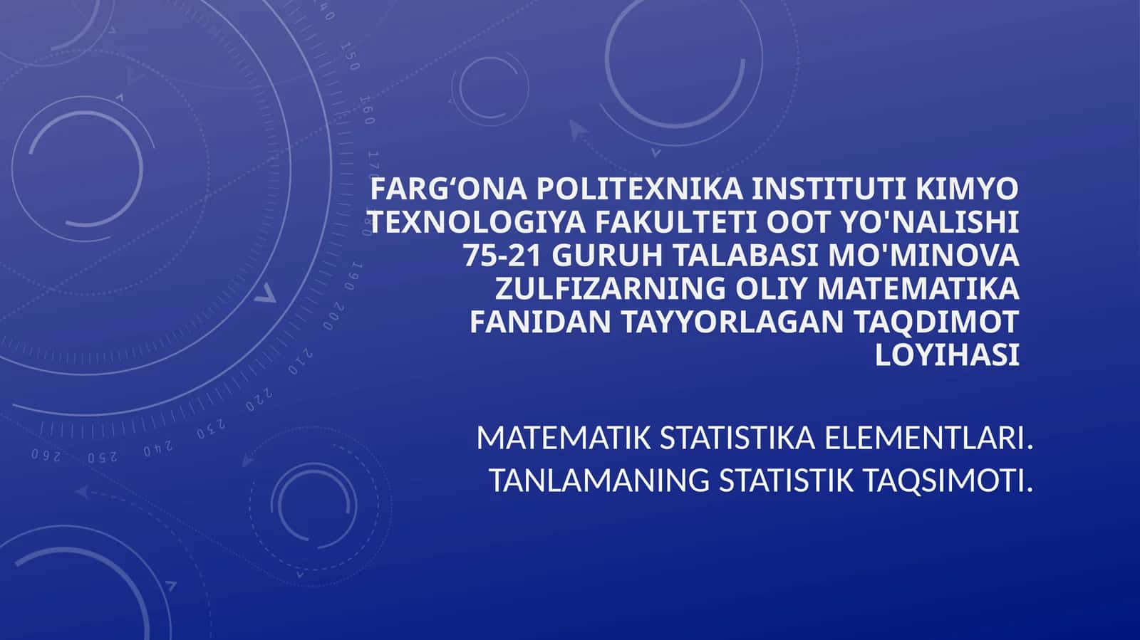 MATEMATIK STATISTIKAELEMENTLARI.TANLAMANINGSTATISTIKTAQSIMOTI