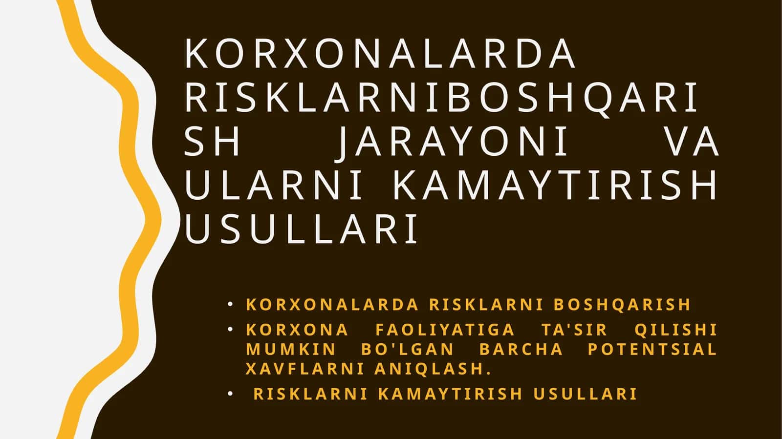 Korxonalarda Risklarni Boshqarish