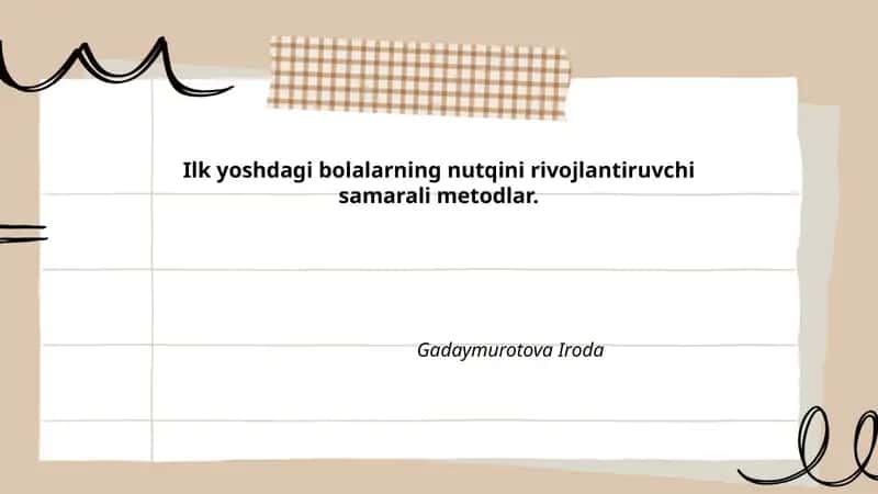 Ilk yoshdagi bolalarning nutqini rivojlantiruvchi samarali metodlar