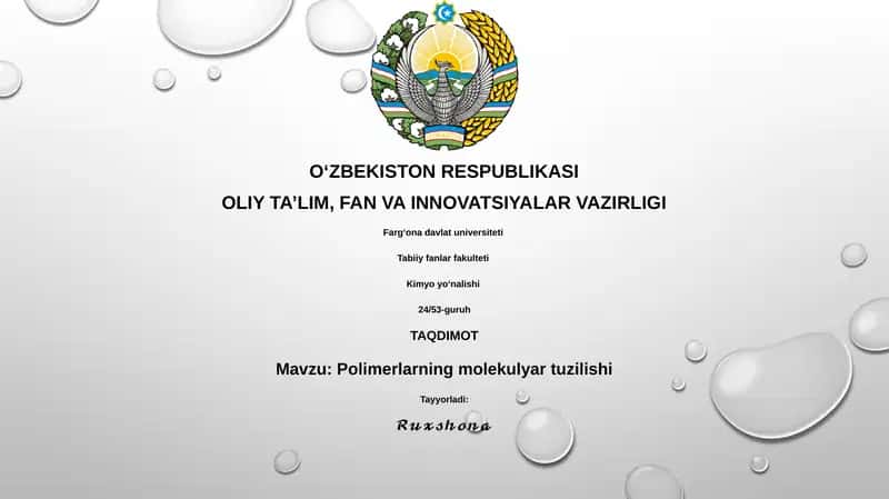 Polimerlarning molekulyar tuzilishi