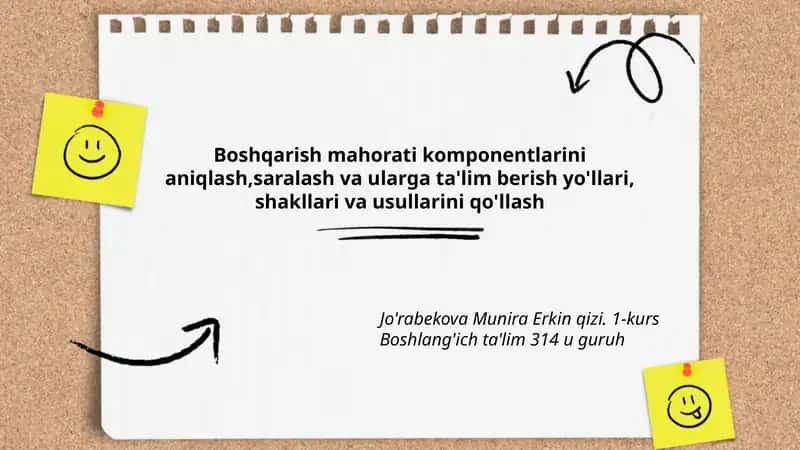 Boshqarish Mahorati Komponentlarini Aniqlash, Saralash va Ularga Ta'lim Berish Yo'llari