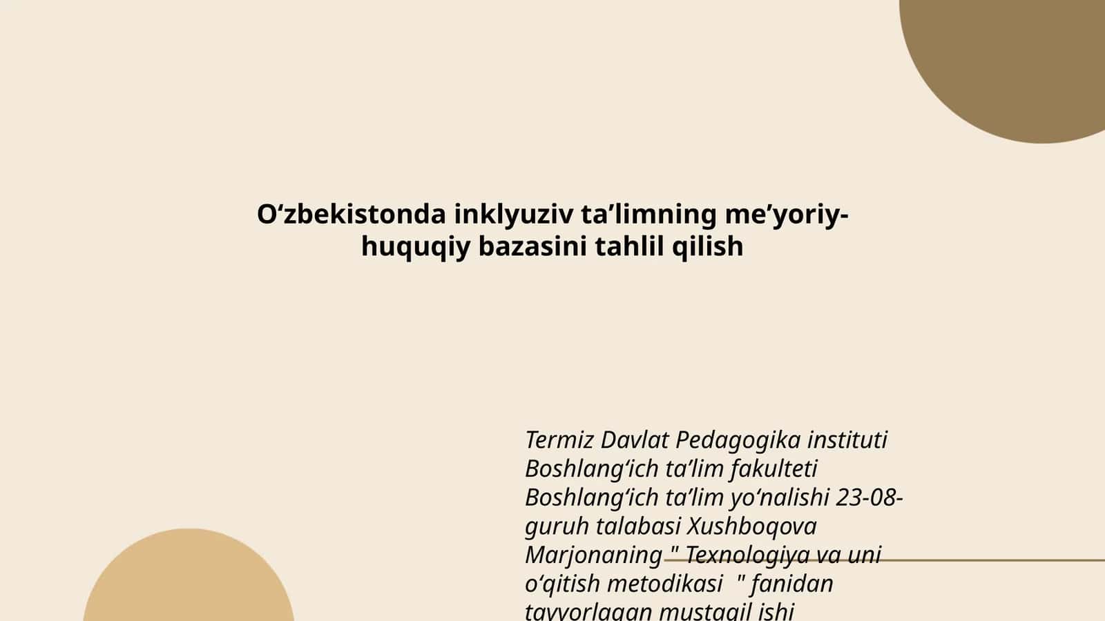 Texnologiya va uni oʻqitish metodikasi