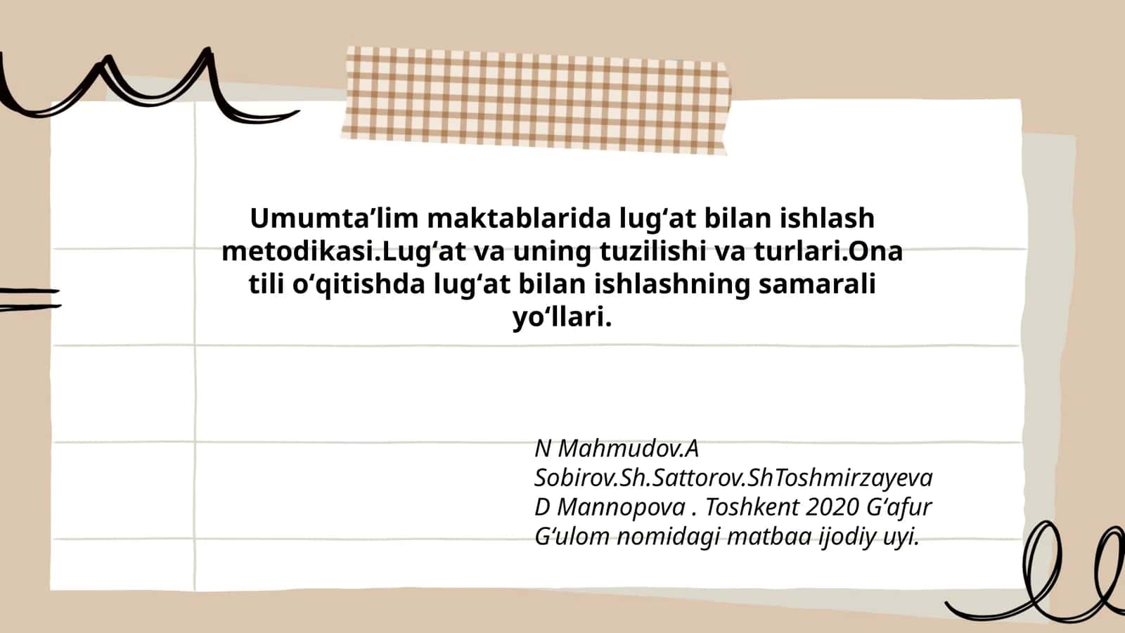 Umumtaʼlim maktablarida lugʻat bilan ishlash metodikasi