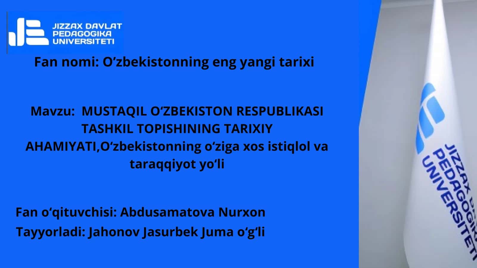 MUSTAQIL O‘ZBEKISTON RESPUBLIKASI TASHKIL TOPISHINING TARIXIY AHAMIYATI