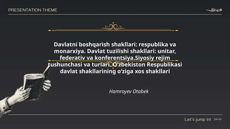 Davlatni boshqarish shakllari: respublika va monarxiya