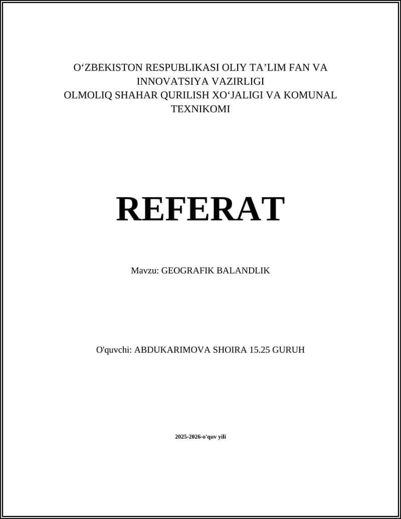 GEOGRAFIK BALANDLIK
