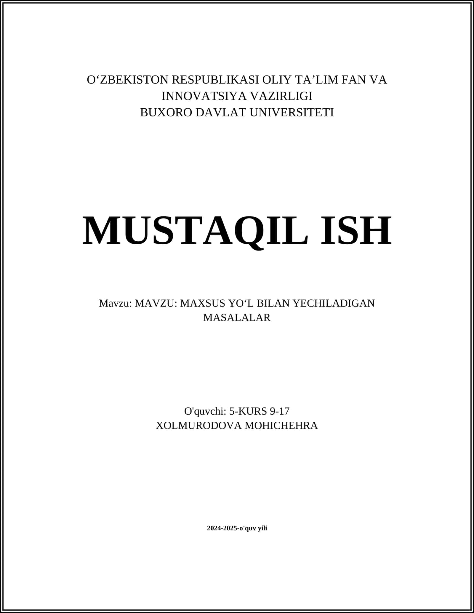 Maxsus Hisoblash Usullari