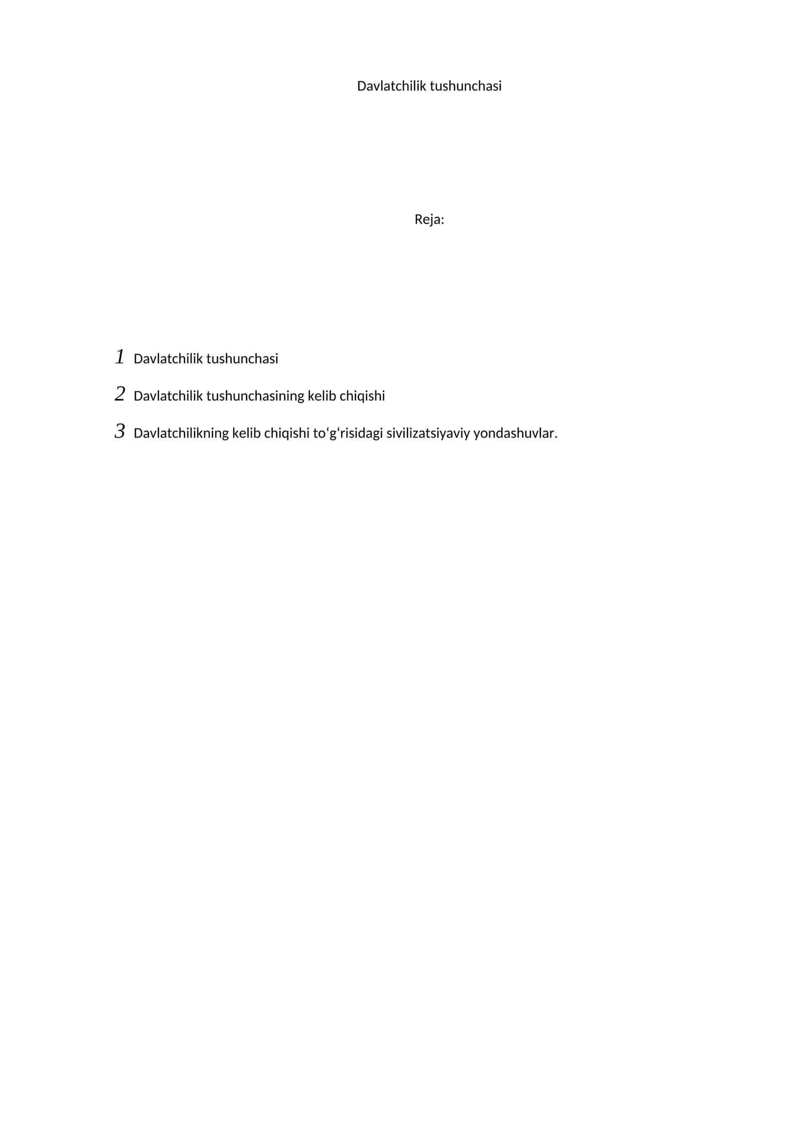 Davlatchilik tushunchasi