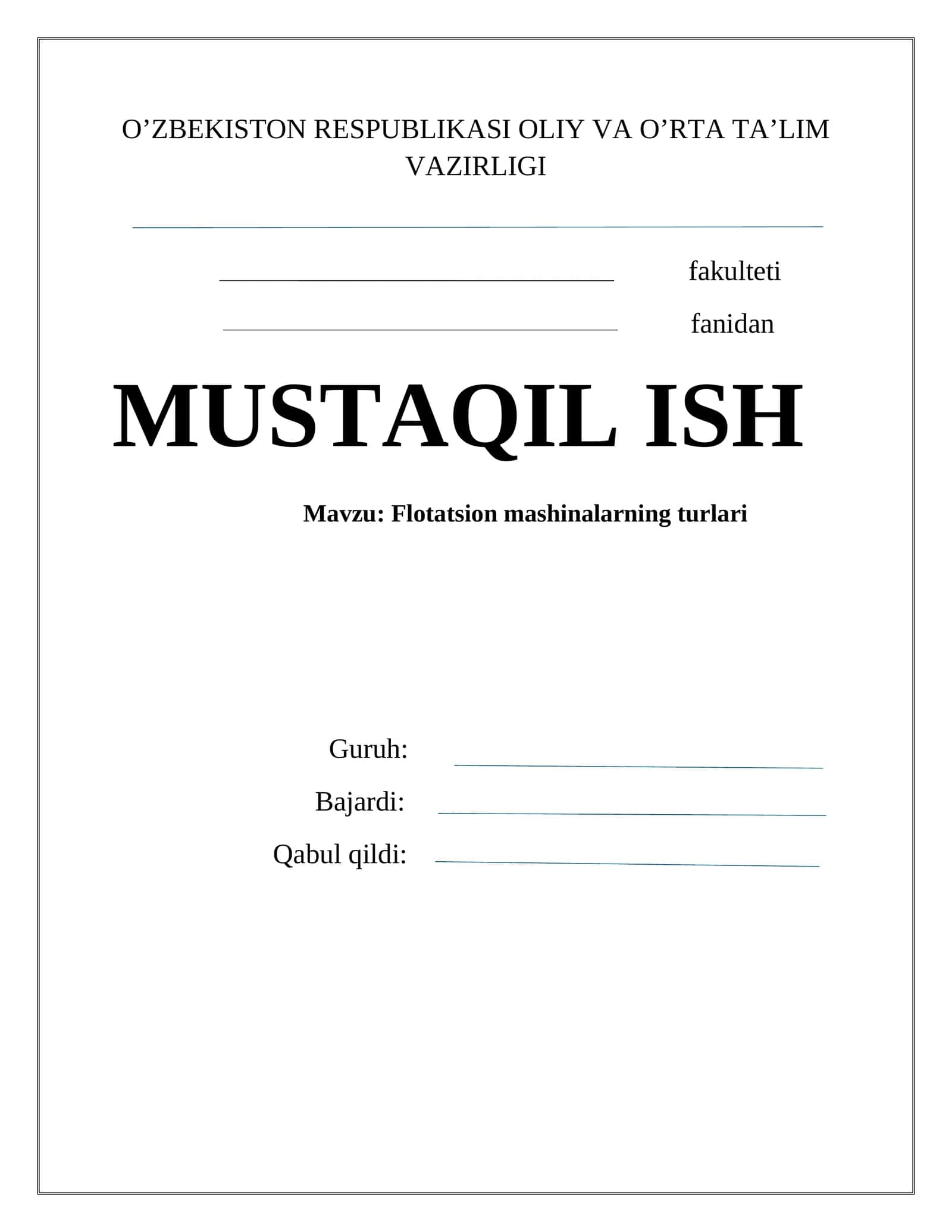 flotatsiya mashinalarining turlari