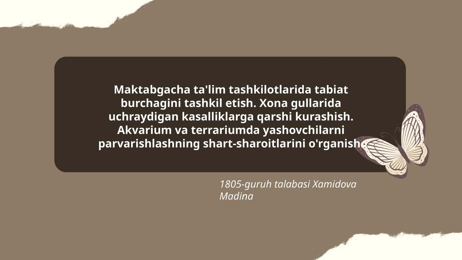 Tabiat burchagini tashkil etish